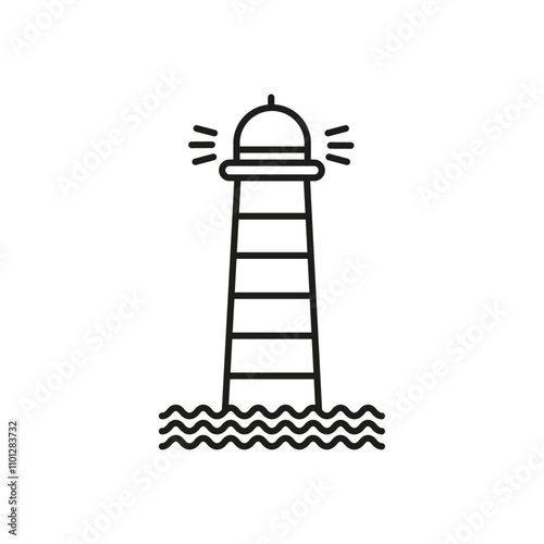 Searchlight tower icon Simple thin line flat symbol