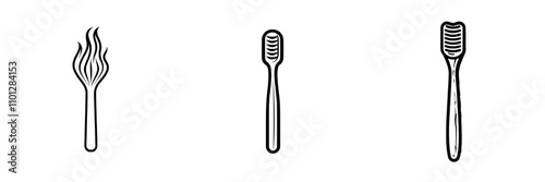 Toothbrush with toothpaste represented in a flat icon for use in apps and websites.