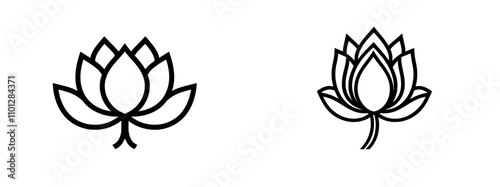 Flat icon of a blooming lotus flower for apps and websites.