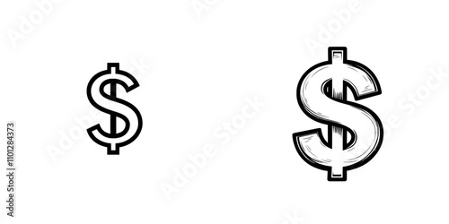 Flat icon representing the American dollar currency or dollar symbol for apps and websites.