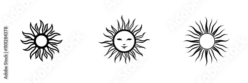 Sun or screen brightness icon in line art style for use in apps and websites.