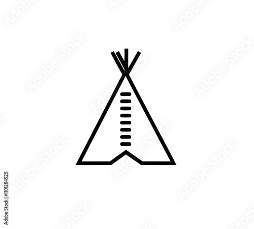 Graphic icon of a camping tent or tipi/teepee at an outdoor camp, perfect for use in apps and websites.