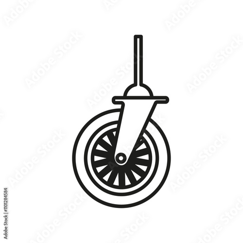 Swivel caster icon Simple thin line flat symbol