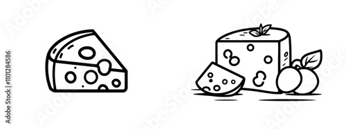A flat icon depicting Swiss cheese or Emmental cheese, ideal for food-related apps and websites.