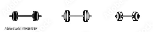 A flat modern icon of dumbbell or dumbbells, designed for exercise apps and websites.