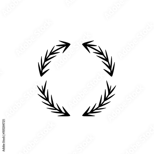 A flat, modern icon featuring three circular arrows rotating in a round, circular motion, suitable for apps and websites. photo