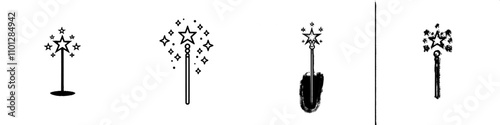 A modern flat icon for apps and games featuring a magician or magic wane filter with sparks.
