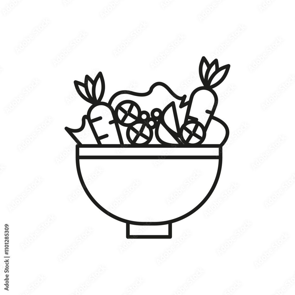 Vegetable Salad Meal icon Simple thin line flat symbol Vegetable Salad Meal icon Simple thin line flat symbol