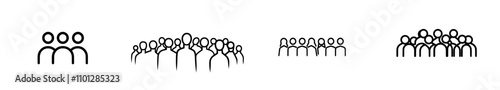 A flat modern icon representing a large group of people, a team, or a crowd, suitable for business apps and websites.
