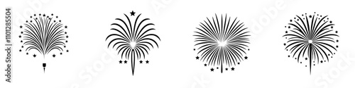 Flat icon of stars with New Year's or Independence Day fireworks.