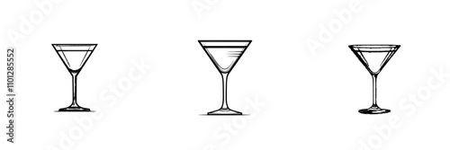 A Martini cocktail represented with a flat icon for use in apps and websites.