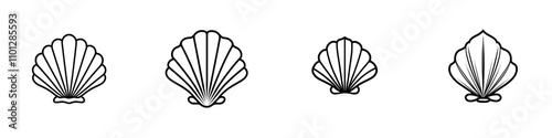 Flat icon of a seashell or shellfish for apps and websites.