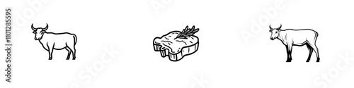 T-bone beef steak flat icon designed for food applications and websites.