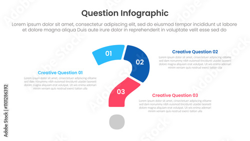 question infographic template banner with big question symbol slice separation with 3 points for slide presentation