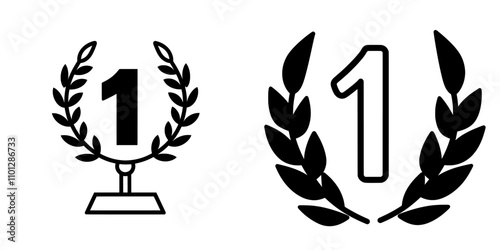 Modern flat blue icon with a #1 or number 1 badge label, suitable for apps and print.