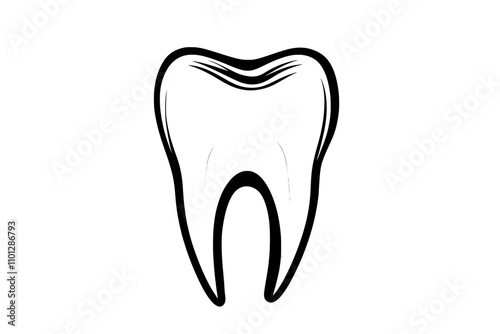 A dentistry logo featuring a molar tooth, depicted as a single continuous line.