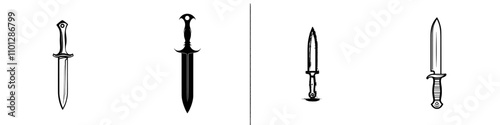 A machete, sword, or blade weapon with a flat, modern design, ideal for use as an icon in games and websites.