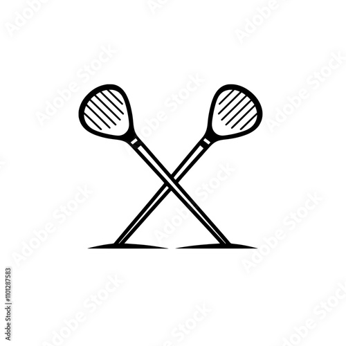Icon depicting a pair of iron or wedge golf clubs in a modern flat style, designed for sports apps and websites.