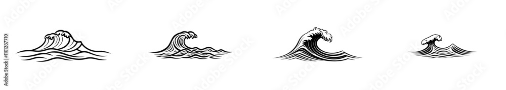 Fototapeta premium Modern flat icon of a wind or water wave for nature apps and websites.
