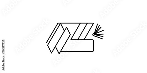 A modern doodle illustration in a simple linear style, featuring a clapper board in a single continuous line drawing. This artwork captures an action movie scene and retro video production concept