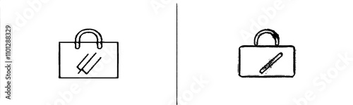 A sleek, minimalist line art illustration of a business briefcase, shown as a continuous outline, isolated on a white background.