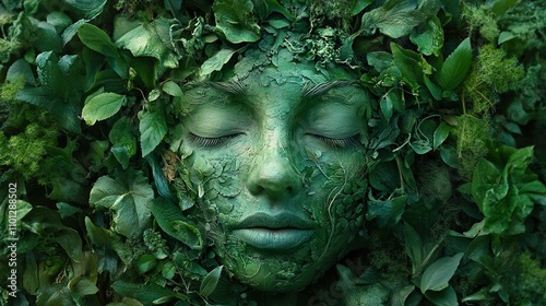 Serene Nature Face: A Tranquil Portrait of Mother Earth's Beauty