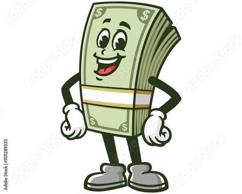 laughing Money Cash,  Cartoon Character Mascot Illustration Vector Clip-art Hand-drawn Logo Design
