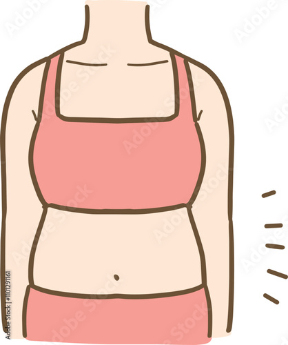 女性のぽっこりお腹のイラスト