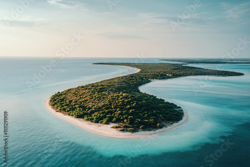 aerial view of a lush green island with white sandy beach and turquoise ocean water in the croatian islands