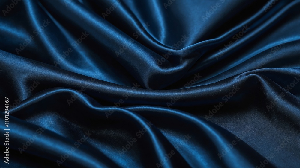 Obraz premium Elegant navy blue satin background with wavy lines