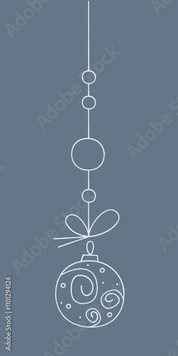 Christmas ball with a spiral pattern on a string. Color clipart illustration.
