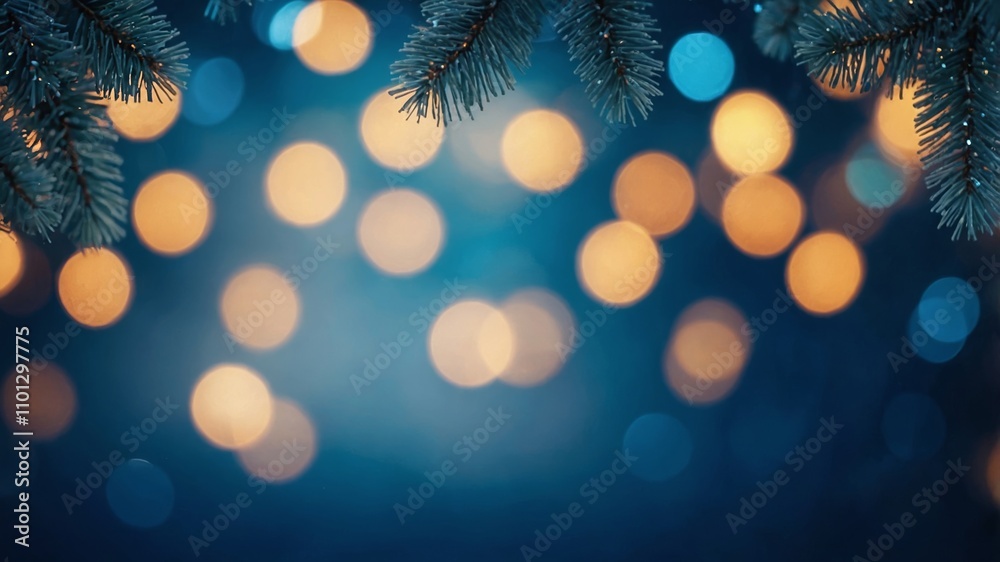 Festive panoramic background with glittery blue bokeh lights Festive panoramic background with glittery blue bokeh lights