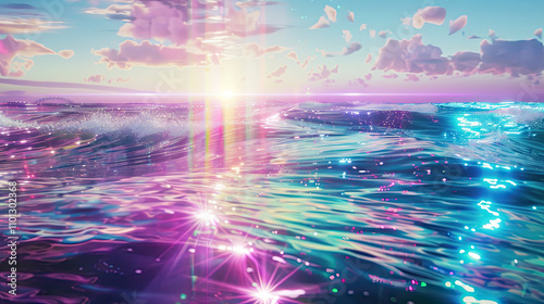 Ethereal Ocean Scene Reflecting Vibrant Spectrum Colors