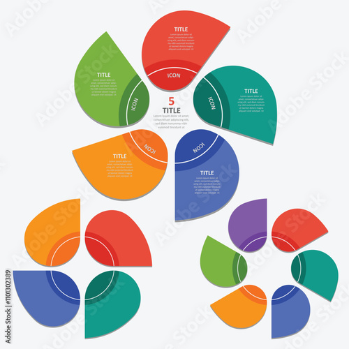 Circle blade chart infographic template with 4,5,6 options vector image