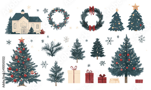 Christmas Ornament and Decorations Elements  set Collection