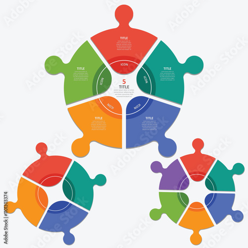 Circle puzzle chart infographic template with 4,5,6 options vector image