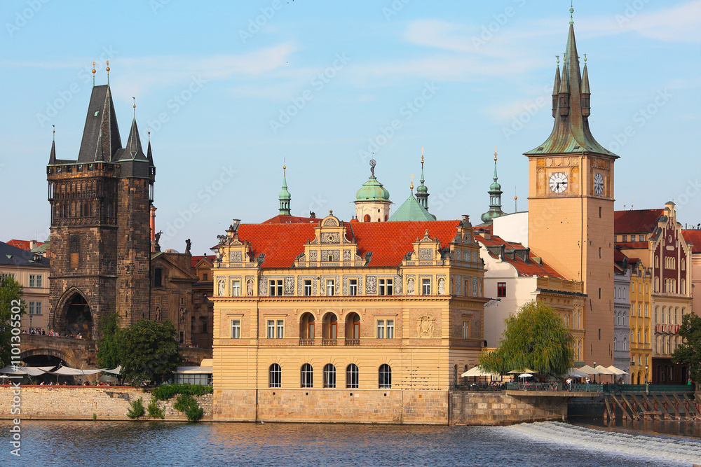 Obraz premium Embankment in the downtown of Prague