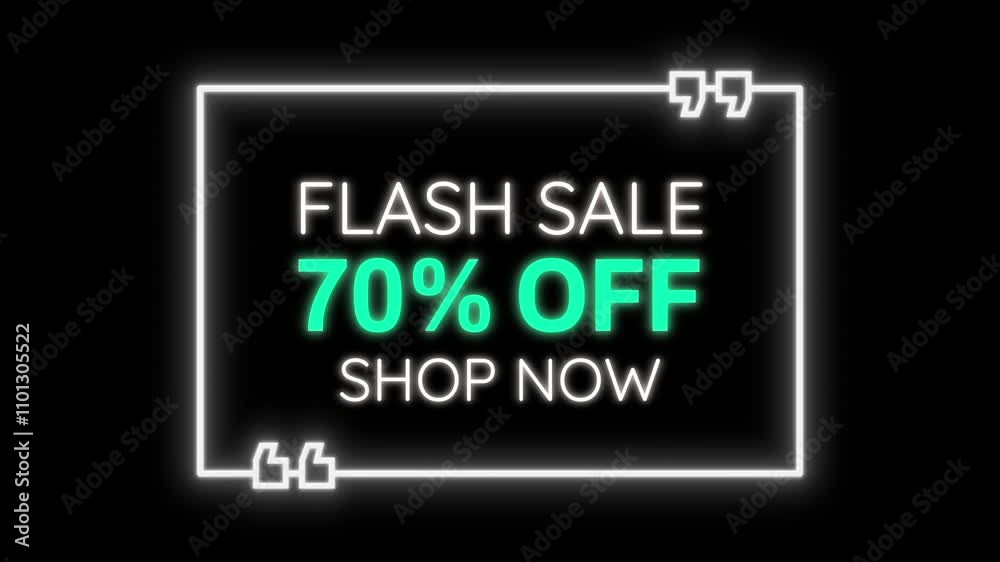 Neon Flash Sale 70% Off - Shop Now! Dynamic Promo Text on Black & Blue Background Neon Flash Sale 70% Off - Shop Now! Dynamic Promo Text on Black & Blue Background