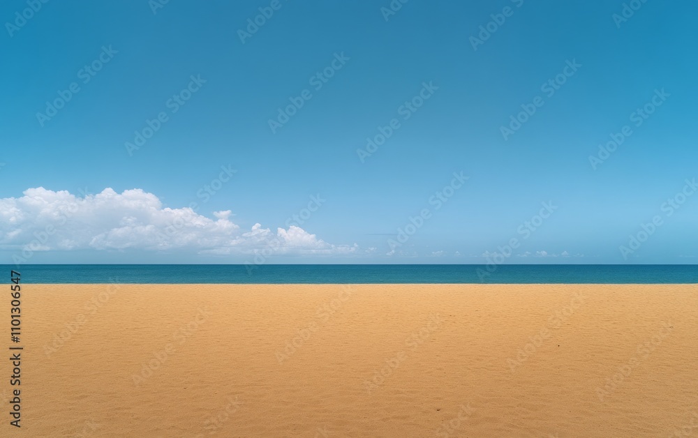 Fototapeta premium Serene Beach Scene Under a Vast Sky