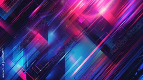 Abstract Futuristic background featuring blue and purple technological geometric design,