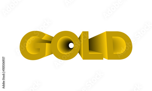 GOLD text three dimensional graphic design vector illustration