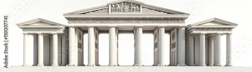 Classic architectural structure with columns, white isolate background. photo