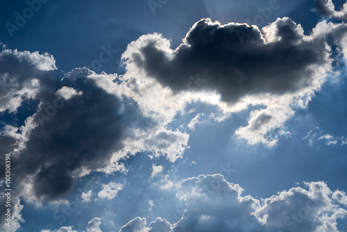 clouds and blue sunny sky,  white clouds over blue sky, Aerial view,  nature blue sky white cleat weather.