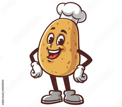Laughing Potato Cartoon Mascot Illustration Character Vector Clip-art hand-drawn Logo Design