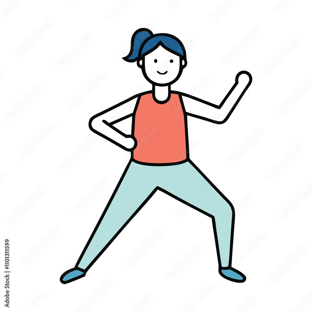 Fototapeta premium A person is practicing Zumba on a white background.
