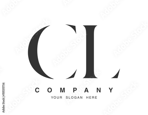 CL logo design. Initial letter c and l serif font style. Creative classic company name typography. Trendy logotype or identity.