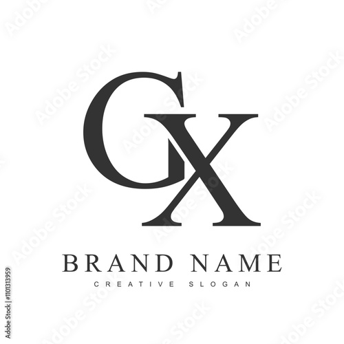 GX trendy logotype template. Initial letter g and x classic font style. Creative logo for company name or identity.