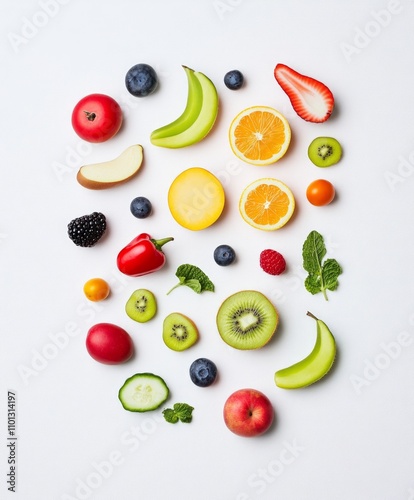 Wallpaper Mural Vibrant Fruits and Vegetables Arrangement Torontodigital.ca