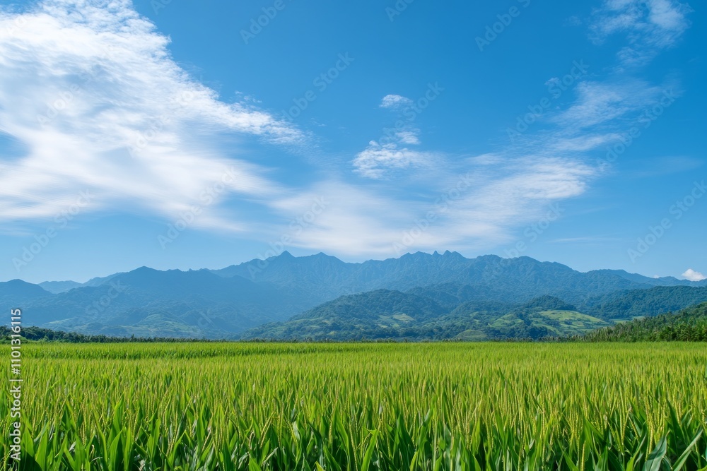 Fototapeta premium Serene Cornfield Landscape Under a Vast Sky