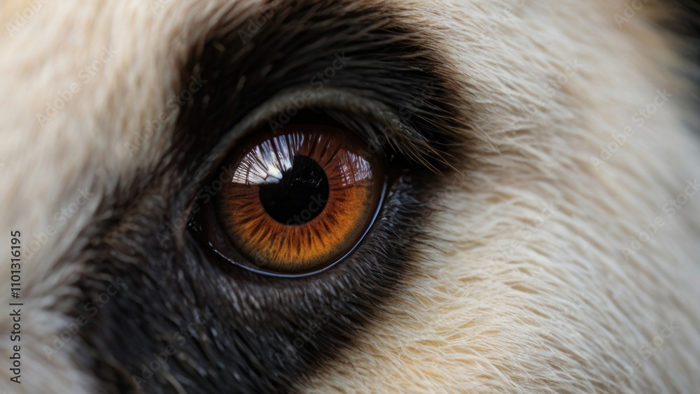 Obraz premium Close-up of an panda's eyes. Panda portrait photo. Amazing scene of wild animals